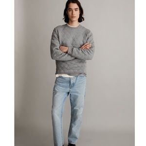 Madewell Quilted Crewneck Sweatshirt in Gray